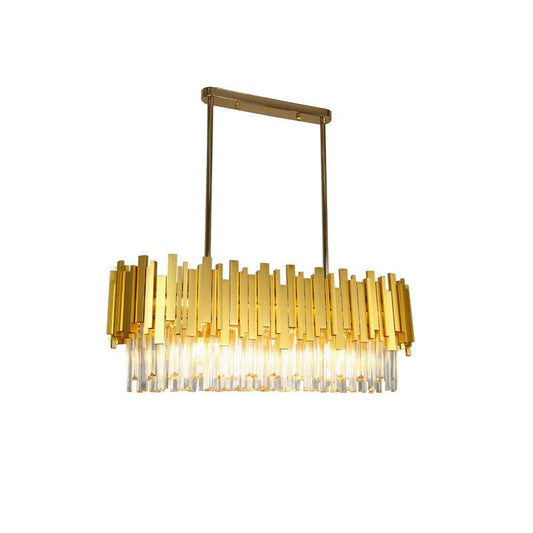 Regina Satin Brass Crystal Pendants - 80cm Long Satin Brass Chandelier ** New Arrival ** - V&M IMPORTS Australia