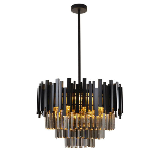 Regina Matt Black Crystal Pendants - 50cm Round Matt Black Chandelier** New Arrival ** - V&M IMPORTS Australia