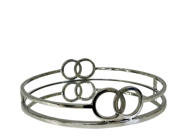 Round Silver Mirror Tray