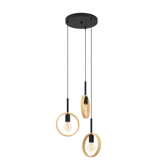 Ipsden 3 Light Drop Wooden Pendant