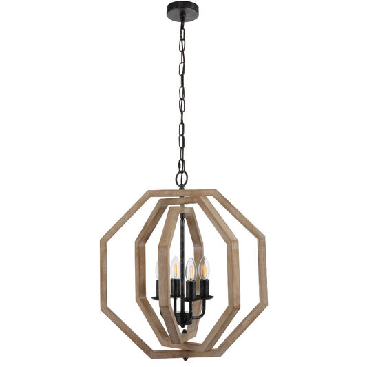 Indio 4 Light Wooden Pendant