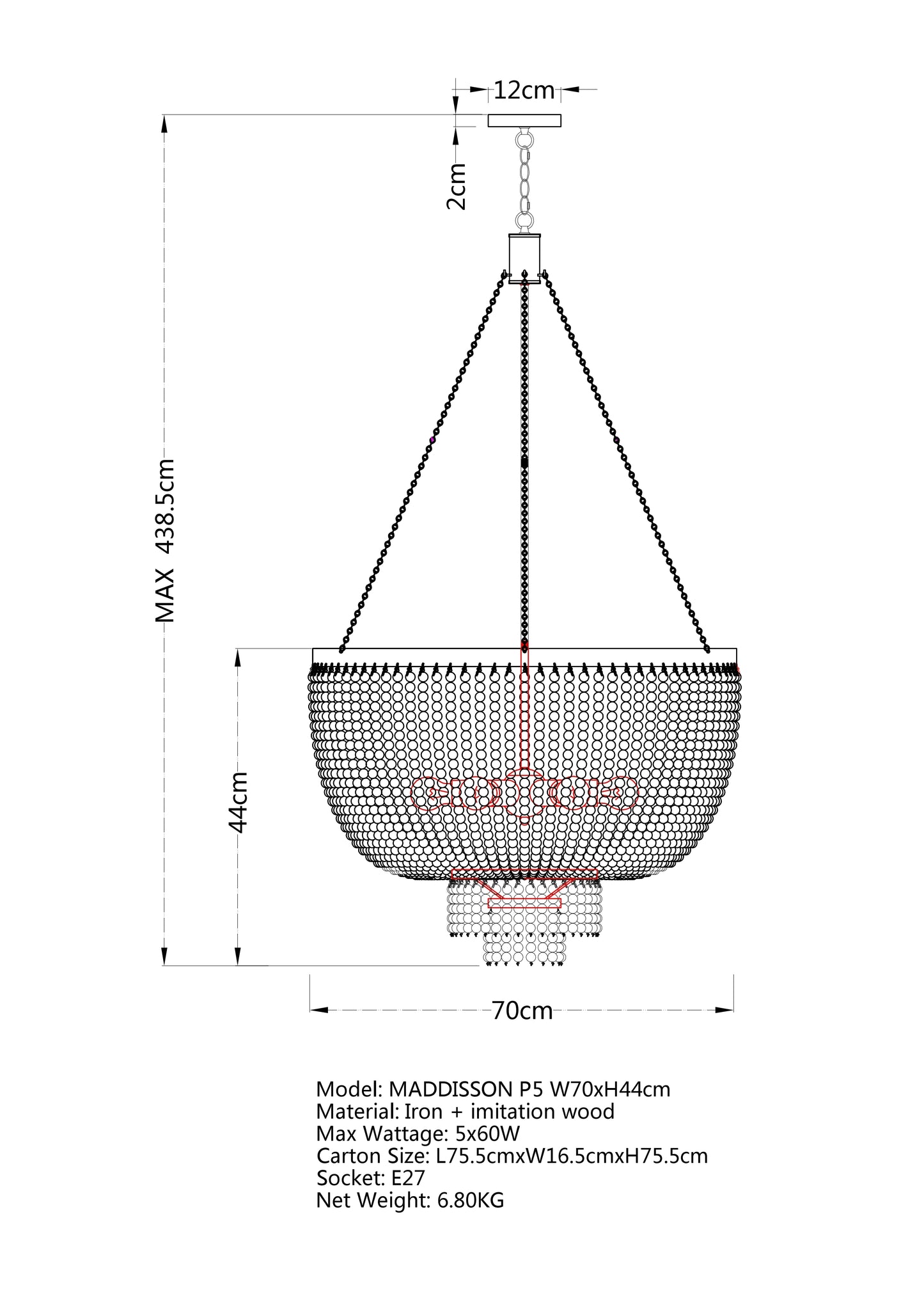 Maddisson 5 Light Pendant